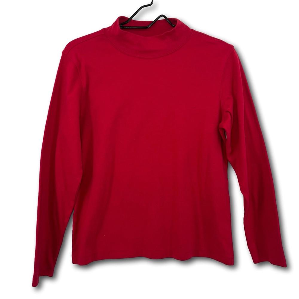 Rebecca Malone Long Sleeve Mock Turtleneck Red Woman’s Size Large Basic Layer